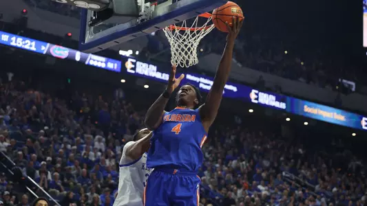 Tyrese Samuel during the Gators' game against the Kentucky Wildcats on Wednesday, January 31, 2024 at Exactech Arena at the Stephen C. O'Connell Center in Gainesville, FL / UAA Communications photo by Maddie Washburn