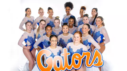 2024 Florida Gymnastics team photo with Gator script