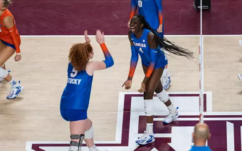 during the Gators' match against the Texas A&M Aggies on Friday, October 18, 2024 at Reed Arena in College Station, Texas / UAA Communications photo by Spencer Gnauck