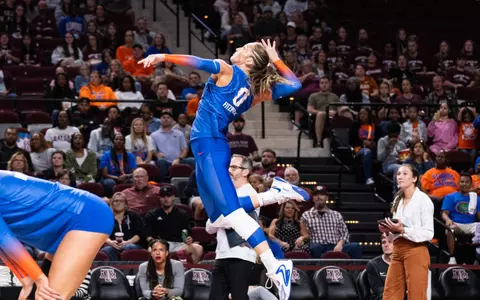 during the Gators' match against the Texas A&M Aggies on Friday, October 18, 2024 at Reed Arena in College Station, Texas / UAA Communications photo by Spencer Gnauck