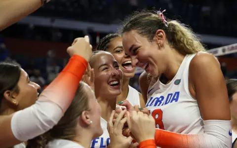 during the Gators' match against the Volunteers on Friday, October 25, 2024 at Exactech Arena at the Stephen C. O'Connell Center in Gainesville, Fla. / UAA Communications photo by Victoria Riccobono