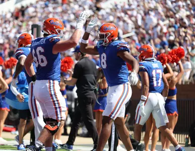 during the Gators' game against the Mississippi State Bulldogs on Saturday, September 21, 2024 at Davis Wade Stadium in Starkville, Miss. / UAA Communications photo by Nicole Scharff