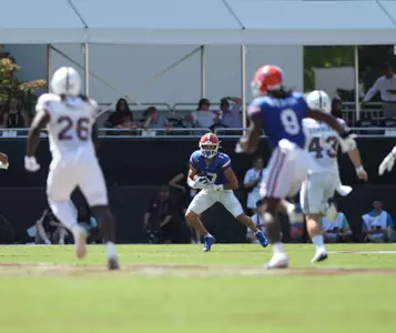 during the Gators' game against the Mississippi State Bulldogs on Saturday, September 21, 2024 at Davis Wade Stadium in Starkville, Miss. / UAA Communications photo by Nicole Scharff