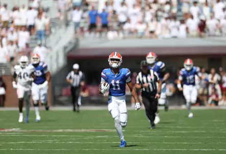 during the Gators' game against the Mississippi State Bulldogs on Saturday, September 21, 2024 at Davis Wade Stadium in Starkville, Miss. / UAA Communications photo by Nicole Scharff