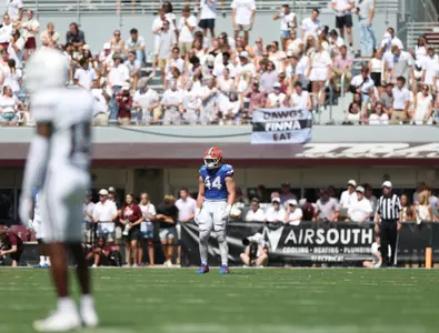 during the Gators' game against the Mississippi State Bulldogs on Saturday, September 21, 2024 at Davis Wade Stadium in Starkville, Miss. / UAA Communications photo by Nicole Scharff