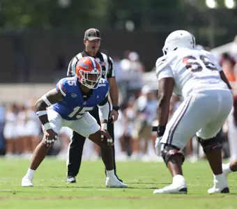 during the Gators' game against the Mississippi State Bulldogs on Saturday, September 21, 2024 at Davis Wade Stadium in Starkville, Miss. / UAA Communications photo by Nicole Scharff