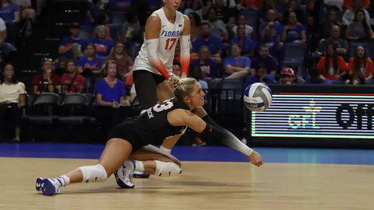 during the Gators' match against the Alabama Crimson Tide on Sunday, November 10, 2024 at Exactech Arena at the Stephen C. O'Connell Center in Gainesville, Fla. / UAA Communications photo by Nicole Scharff