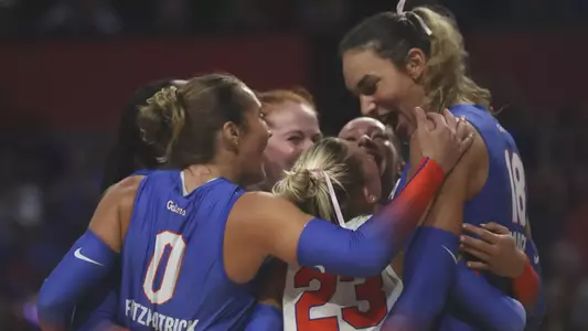 during the Gators' match against the Texas Longhorns on Sunday, October 6, 2024 at Exactech Arena at the Stephen C. O'Connell Center in Gainesville, Fla. / UAA Communications photo by Nicole Scharff