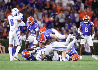 during the Gators' game against the Kentucky Wildcats on Saturday, October 19, 2024 at Ben Hill Griffin Stadium in Gainesville, Fla. / UAA Communications photo by Bryce Mitchell