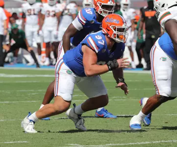 during the Gators' game against the Miami Hurricanes on Saturday, August 31, 2024 at Ben Hill Griffin Stadium in Gainesville, Fla. / UAA Communications photo by Jay Metz