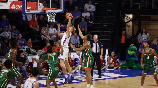 Thomas Haugh during the Gators' game against the FAMU Rattlers on Tuesday, November 19, 2024 at Exactech Arena at the Stephen C. O'Connell Center in Gainesville, FL / UAA Communications photo by Maddie Washburn