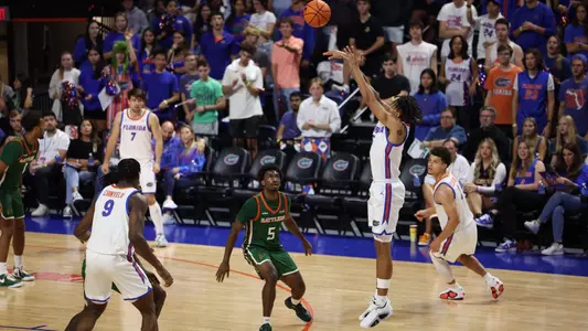 Will Richard during the Gators' game against the FAMU Rattlers on Tuesday, November 19, 2024 at Exactech Arena at the Stephen C. O'Connell Center in Gainesville, FL / UAA Communications photo by Maddie Washburn