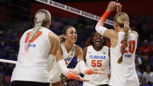 during the Gators' match against the Volunteers on Friday, October 25, 2024 at Exactech Arena at the Stephen C. O'Connell Center in Gainesville, Fla. / UAA Communications photo by Victoria Riccobono