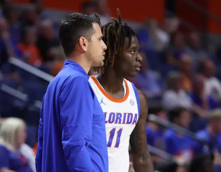during the Gators' game against the Jacksonville Dolphins on Thursday, November 7, 2024 at Exactech Arena at the Stephen C. O'Connell Center in Gainesville, FL / UAA Communications photo by Maddie Washburn