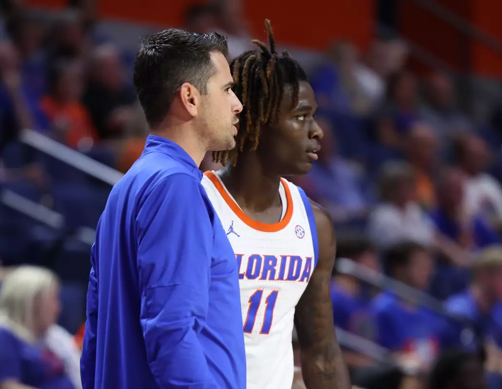 during the Gators' game against the Jacksonville Dolphins on Thursday, November 7, 2024 at Exactech Arena at the Stephen C. O'Connell Center in Gainesville, FL / UAA Communications photo by Maddie Washburn