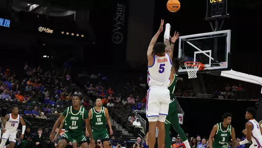 Will Richard during the Gators' game against USF Bulls Monday, November 4, 2024 at VyStar Memorial Arena in Jacksonville, FL / UAA Communications photo by Maddie Washburn