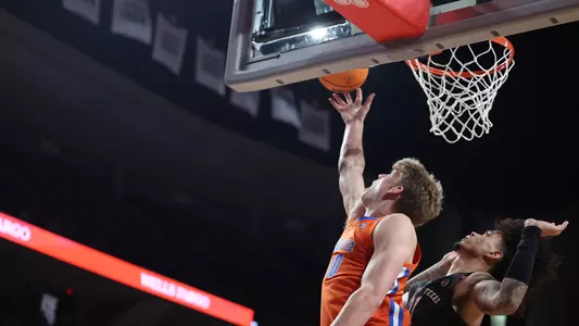 Thomas Haugh scores during the Gators' game against the Texas A&M Aggies  on Saturday, February 3, 2024 at Reed Arena in College Station, TX / UAA Communications photo by Maddie Washburn