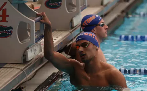 Aryan Nehra finishes the 1650Y Freestyle even in first-place with a B-cut time of 15:06.72