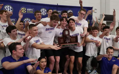 during the Gators' SEC Championships meet on Saturday, February 24, 2024 at James E. Martin Aquatic Center in Auburn, Ala. / UAA Communications photo by Bryce Mitchell