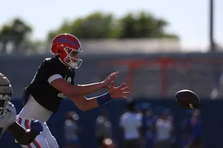 during the Gators' practice on Tuesday, March 19, 2024 at the Sanders football practice fields in Gainesville, FL / UAA Communications photo by Nicole Scharff
