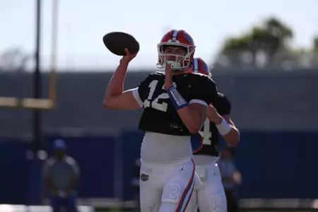 during the Gators' practice on Tuesday, March 19, 2024 at the Sanders football practice fields in Gainesville, FL / UAA Communications photo by Nicole Scharff