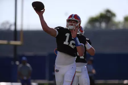 during the Gators' practice on Tuesday, March 19, 2024 at the Sanders football practice fields in Gainesville, FL / UAA Communications photo by Nicole Scharff