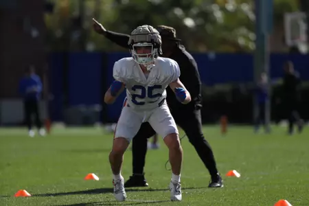 during the Gators' practice on Tuesday, March 19, 2024 at the Sanders football practice fields in Gainesville, FL / UAA Communications photo by Nicole Scharff