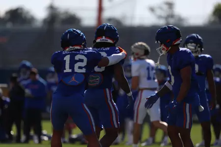 during the Gators' practice on Tuesday, March 19, 2024 at the Sanders football practice fields in Gainesville, FL / UAA Communications photo by Nicole Scharff