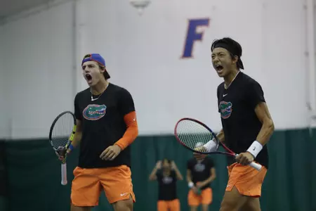 during the Gators' match against the Rebels on Friday, March 22, 2024 at Alfred A. Ring Tennis Complex in Gainesville, FL / UAA Communications photo by Madilyn Gemme