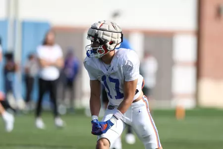 during the Gators' practice on Tuesday, March 26, 2024 at the Sanders football practice fields in Gainesville, FL / UAA Communications photo by Mallory Peak