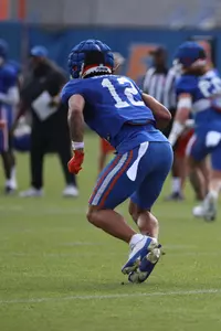 during the Gators' practice on Tuesday, March 26, 2024 at the Sanders football practice fields in Gainesville, FL / UAA Communications photo by Katie Park