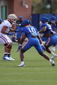 during the Gators' practice on Tuesday, March 26, 2024 at the Sanders football practice fields in Gainesville, FL / UAA Communications photo by Katie Park