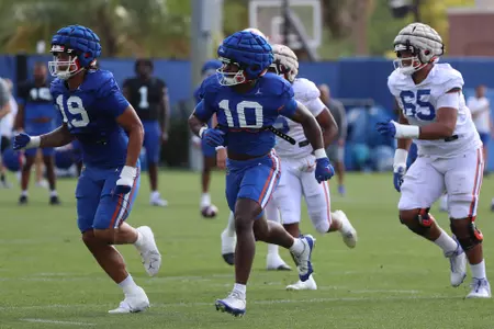 during the Gators' practice on Tuesday, March 26, 2024 at the Sanders football practice fields in Gainesville, FL / UAA Communications photo by Katie Park