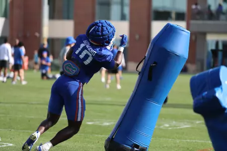 during the Gators' practice on Tuesday, March 26, 2024 at the Sanders football practice fields in Gainesville, FL / UAA Communications photo by Katie Park