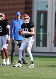 during the Gators' practice on Tuesday, March 26, 2024 at the Sanders football practice fields in Gainesville, FL / UAA Communications photo by Katie Park