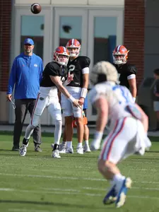 during the Gators' practice on Tuesday, March 26, 2024 at the Sanders football practice fields in Gainesville, FL / UAA Communications photo by Katie Park