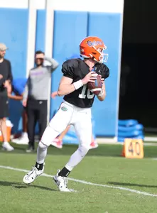 during the Gators' practice on Tuesday, March 26, 2024 at the Sanders football practice fields in Gainesville, FL / UAA Communications photo by Katie Park