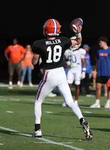 during the Gators' practice on Tuesday, March 26, 2024 at the Sanders football practice fields in Gainesville, FL / UAA Communications photo by Katie Park