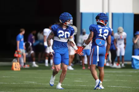 during the Gators' practice on Tuesday, March 26, 2024 at the Sanders football practice fields in Gainesville, FL / UAA Communications photo by Katie Park
