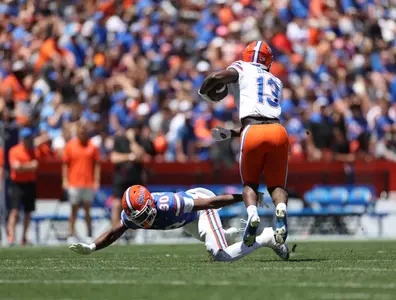 during the Gators' Orange & Blue Game on Saturday, April 13, 2024 at Ben Hill Griffin Stadium in Gainesville, Fla. / UAA Communications photo by Ashley Ray