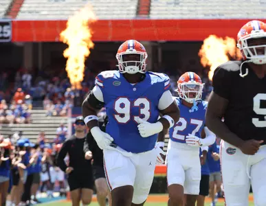 during the Gators' Orange & Blue Game on Saturday, April 13, 2024 at Ben Hill Griffin Stadium in Gainesville, Fla. / UAA Communications photo by Ashley Ray