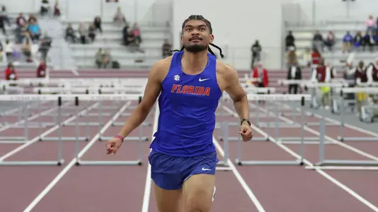 during the Gators' McFerrin-12 Degree Invitational on Saturday, January 13, 2024 at R.A. "Murray" Fasken '38 Indoor Track in College Station, Texas / UAA Communications photo by Gabriella Whisler