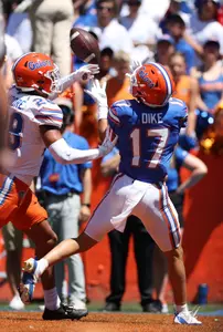 during the Gators' Orange & Blue Game on Saturday, April 13, 2024 at Ben Hill Griffin Stadium in Gainesville, Fla. / UAA Communications photo by Ashley Ray