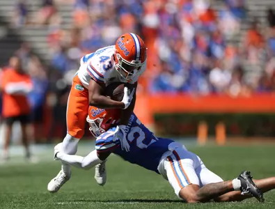 during the Gators' Orange & Blue Game on Saturday, April 13, 2024 at Ben Hill Griffin Stadium in Gainesville, Fla. / UAA Communications photo by Ashley Ray