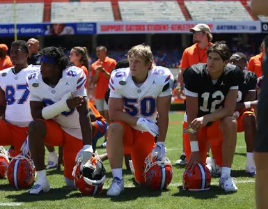 during the Gators' Orange & Blue Game on Saturday, April 13, 2024 at Ben Hill Griffin Stadium in Gainesville, Fla. / UAA Communications photo by Ashley Ray