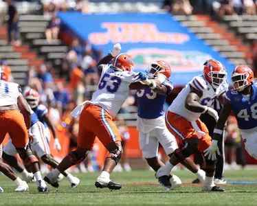 during the Gators' Orange & Blue Game on Saturday, April 13, 2024 at Ben Hill Griffin Stadium in Gainesville, Fla. / UAA Communications photo by Ashley Ray