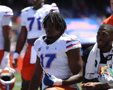 during the Gators' Orange & Blue Game on Saturday, April 13, 2024 at Ben Hill Griffin Stadium in Gainesville, Fla. / UAA Communications photo by Ashley Ray