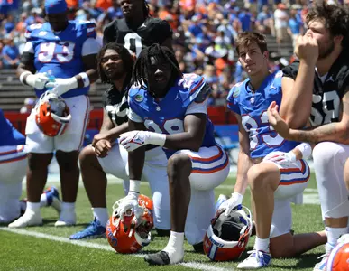 during the Gators' Orange & Blue Game on Saturday, April 13, 2024 at Ben Hill Griffin Stadium in Gainesville, Fla. / UAA Communications photo by Ashley Ray