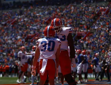during the Gators' Orange & Blue Game on Saturday, April 13, 2024 at Ben Hill Griffin Stadium in Gainesville, Fla. / UAA Communications photo by Ashley Ray