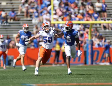 during the Gators' Orange & Blue Game on Saturday, April 13, 2024 at Ben Hill Griffin Stadium in Gainesville, Fla. / UAA Communications photo by Ashley Ray